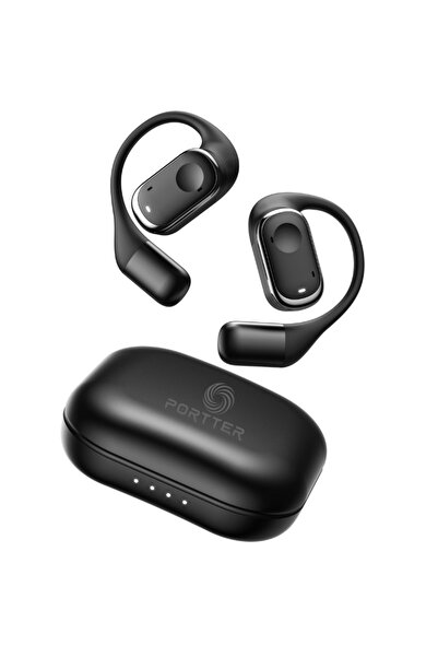 PORTTER Portter® Open-Ear Wireless Headphones – Y30, Bluetooth 5.3, Battery life-up to 6 h/Case-42 h, Black/Beige