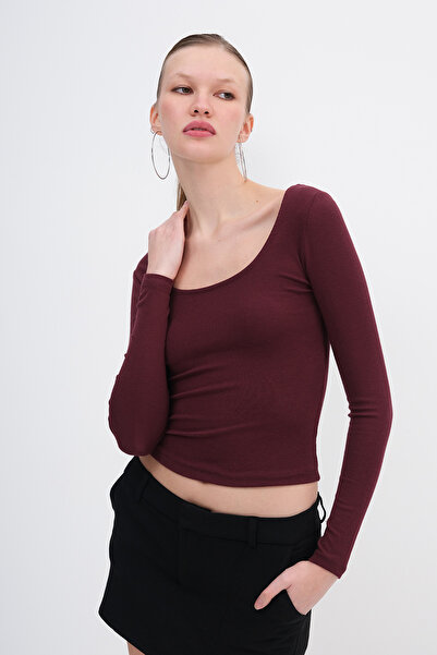 Addax U Neck Basic Modal Blouse B4410