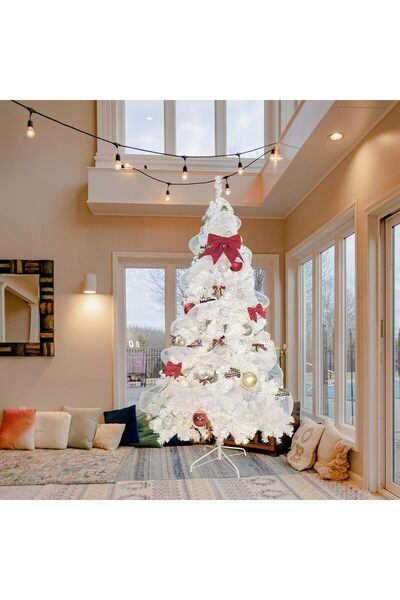 NIBEMINENT شجرة عيد الميلاد الاصطناعية البيضاء، 7 أقدام (210 سم)