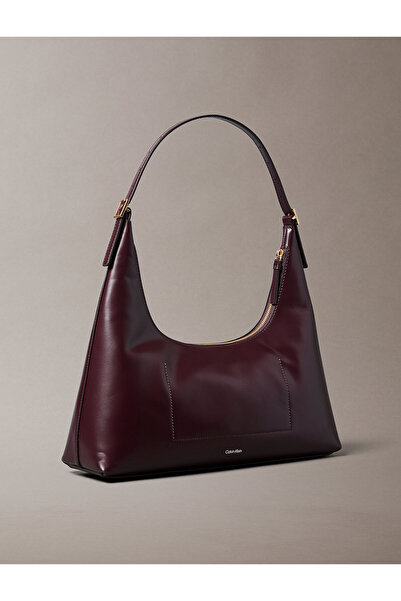 Calvin Klein Emblem Logo Smooth Leather Shoulder Bag