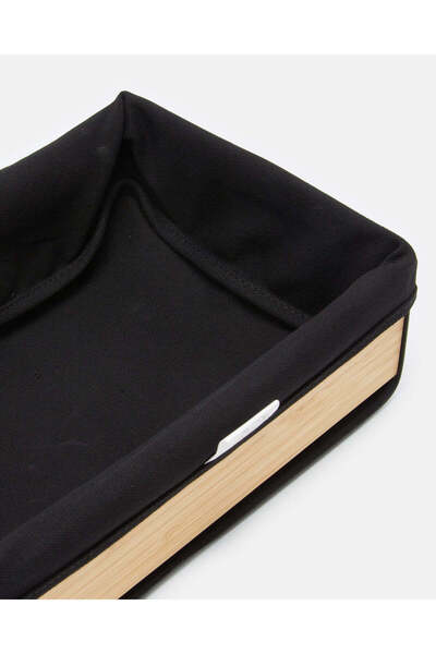 REDTAG Black Rectangle Iron With Bamboo Bread Basket