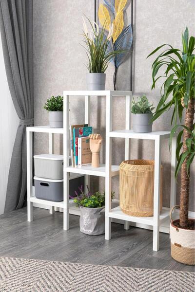LeylArt Katman Modüler Raf – 6 Katlı Çok Amaçlı Raf / Kitaplık / Çiçeklik