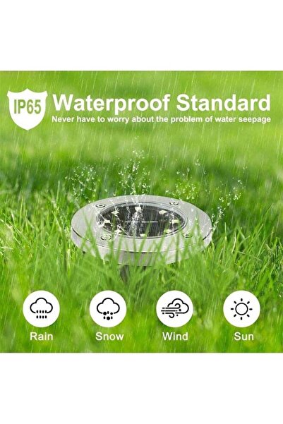 Generic 4 pcs Solar Ground Lights Outdoor - 8 LED Waterproof Solar Garden Lights (Warm White)