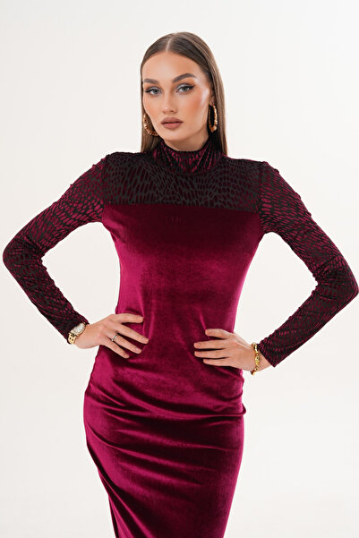 MILANOFOX Velvet Devore High Neck Dress