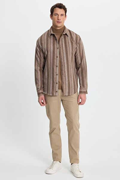 Tudors Ανδρικό πουκάμισο Relax Fit Άνετο Αθλητικό Πουκάμισο με ριγέ γιακά Ξυλοκόπος