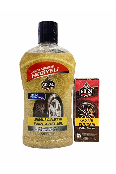 GD 24 GD24 Simli Lastik Parlatıcı Sarı Jel (500 ml) – Sünger Hediyeli
