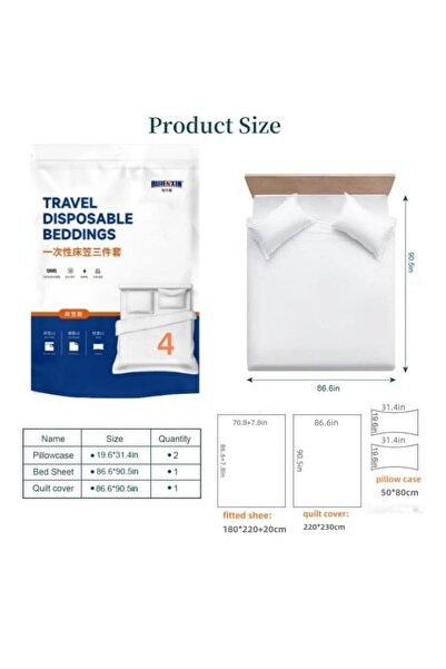 Zaprus 4 Pcs Disposable Bed Sheet for Travel Hygenic Non-Woven Complete Bedding Set, King Size Bed