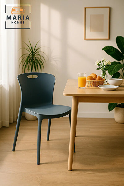 MARIA HOMES Grey Plastic Chair Modern Lightweight Armless Chair with Back Handle Cutout for Indoor & Outdoor Use