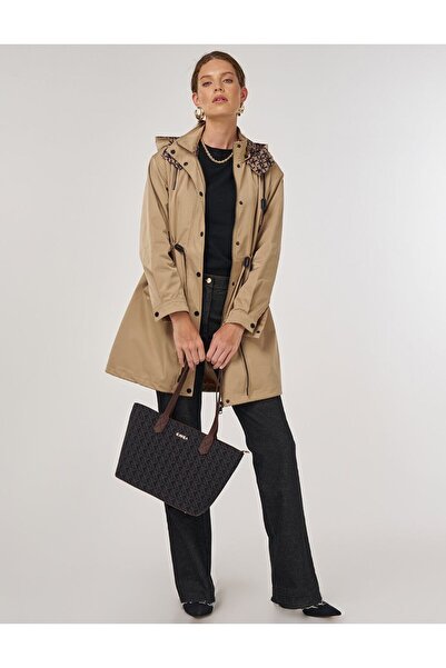 Kayra Bel Büzgülü Trençkot-AÇIK KAHVE - 40