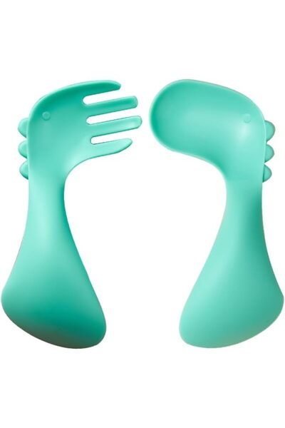 Generic طقم ملاعق وشوكة سيليكون للأطفال - تصميم ديناصور، عبوة من قطعتين، خالي...