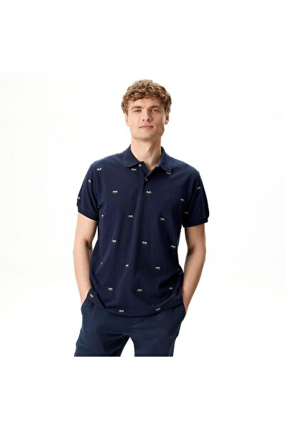 Nautica Ανδρικό μπλουζάκι με κοντό μανίκι με κλασική εφαρμογή σε μπλε ναυτικό με μοτίβο πόλο