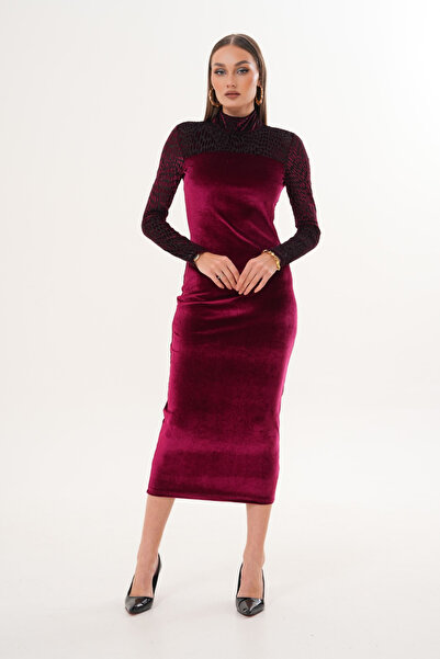 MILANOFOX Velvet Devore High Neck Dress
