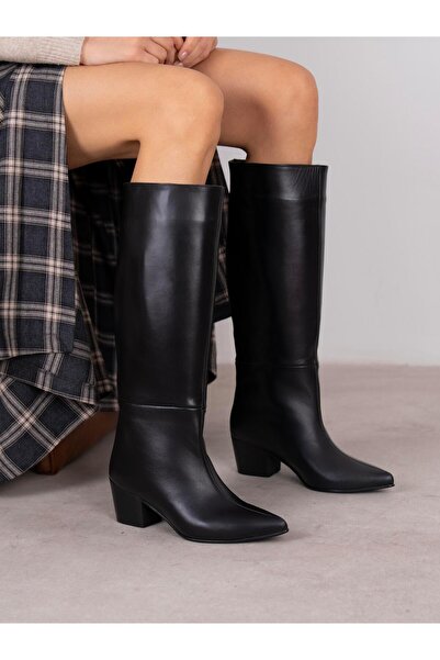 ECENİN BUTİĞİ Espera Siyah Hakiki Deri Kadın Çizme