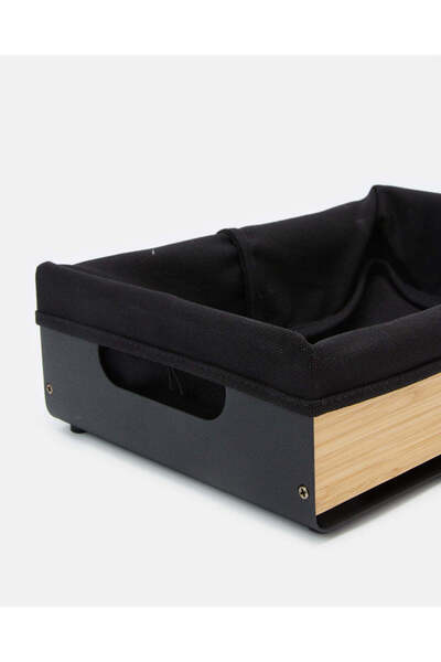 REDTAG Black Rectangle Iron With Bamboo Bread Basket