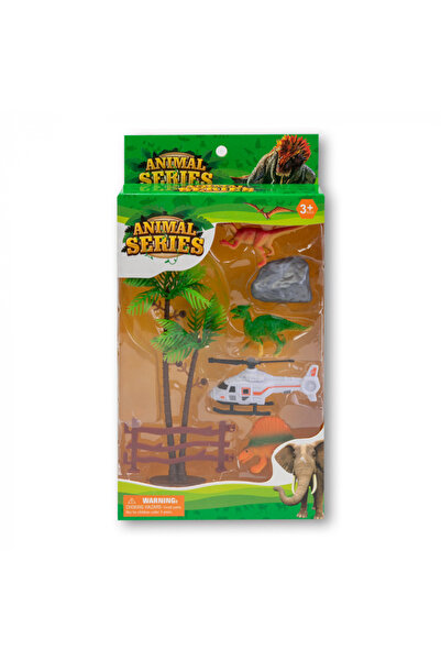 Nurio Figure Set - Dinosaurs and Helicopter (Multicolor)