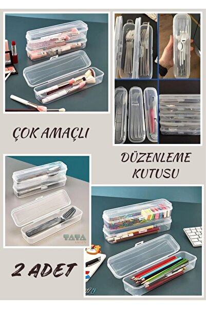 TATA CRAFT 2 Adet Şeffaf Çatal Kaşık Bıçak Kırtasiye Kozmetik Çok Amaçlı Düze...