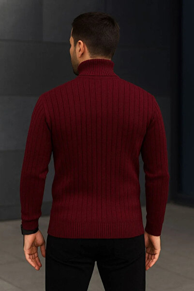 IVORA WEAR Men's Corded Fabric Knitwear Sweater Set of 2 Burgundy Black Regular Turtleneck Full Throated Knitwear Set Model Ka