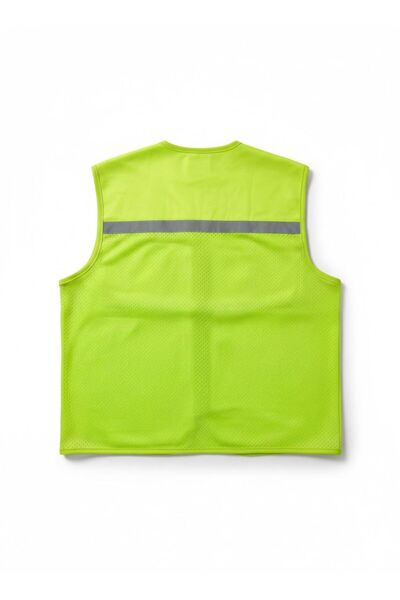 Generic Men's Multi-Pocket Work Vest in Black | Lightweight Mesh Safety Vest with Reflective Strip