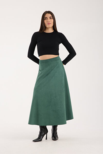 DeChival Long Suede Skirt - 90 cm Full Length Flawed Suede Skirt