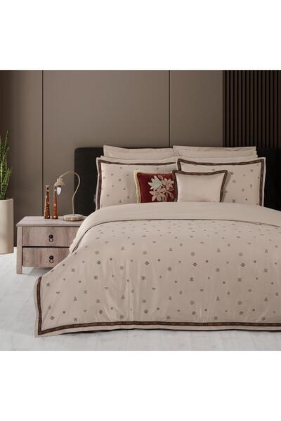 Sarev Kutay King Size (Battal Boy) 100% Cotton Satin'300 Tc' Duvet Cover Set Mocha