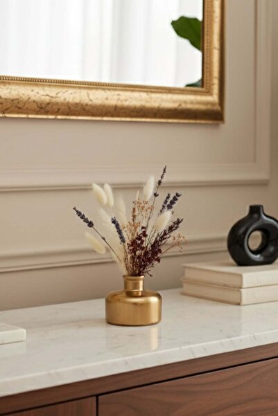 Otaera Gold Yuvarlak Vazo - Minimal Tasarım, Hediyelik Ev Tasarım, Masa ve Sehpa Üzeri Çiçeklik İçin