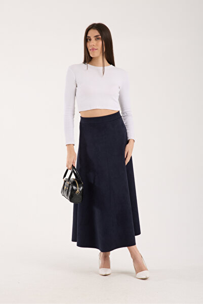DeChival Long Suede Skirt - 90 cm Full Length Flawed Suede Skirt