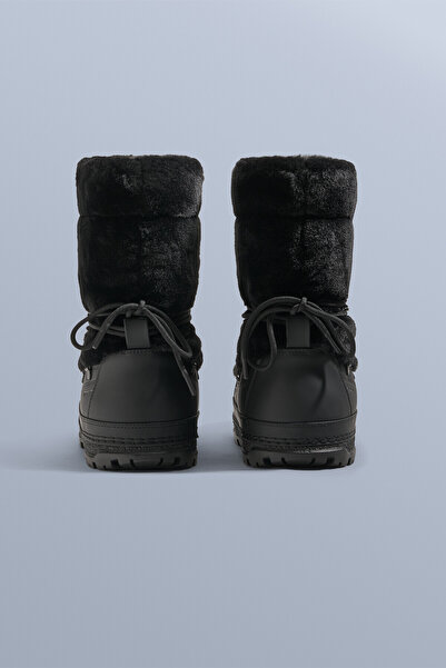 Oysho Lace-up technical faux fur boots