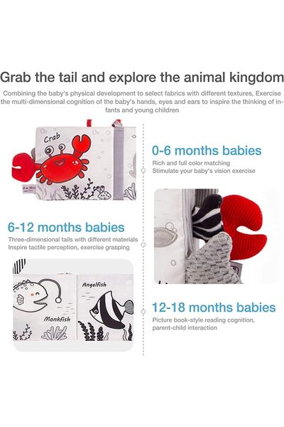 X SPRING Baby Cloth Crinkle Book – Soft High-Contrast Sensory Toy for 0-12 Months