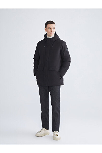 LC Waikiki Men's Black Standard Fit Hooded Coat