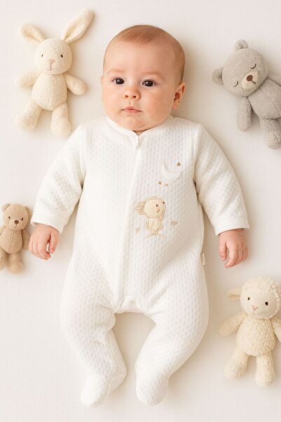 Bebitof 100% Cotton Padded Cute Moon and Teddy Bear Baby Quilted Jumpsuit