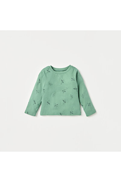 Juniors All-Over Plane Print Long Sleeves T-shirt and Elasticated Pyjama Set