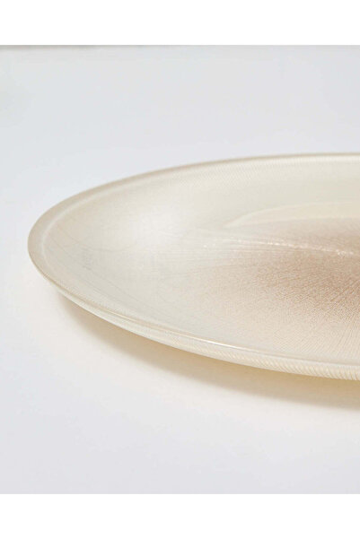 REDTAG Cream And Gold Embellished Glass Dinner Plate