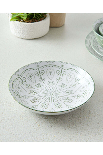 REDTAG Green Floral Pad Print Soup Plate