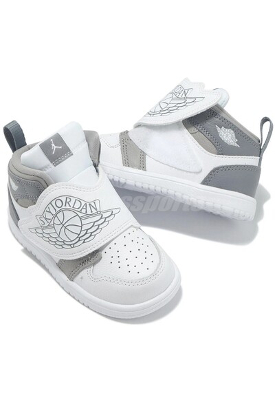 Nike Sky Jordan 1 Td Leather Infant Sneaker Genuine Leather Velcro Strap Children's Casual Sports Shoes White