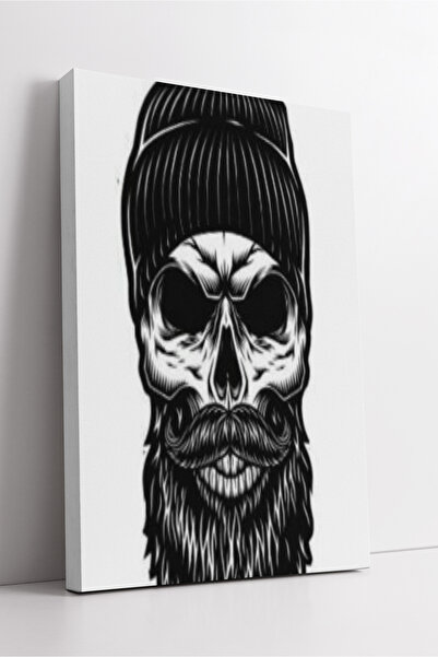 KOSS Dijital Μαύρο και άσπρο κρανίο και ανδρική εικόνα με γένια Μοντέρνα διακ...