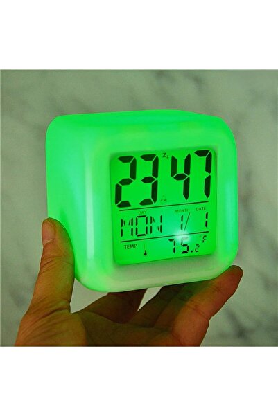 MaffStuff MaffStuff® 8cm Digital Clock with LED, Alarm, Thermometer and Calendar – Modern and Compact Design