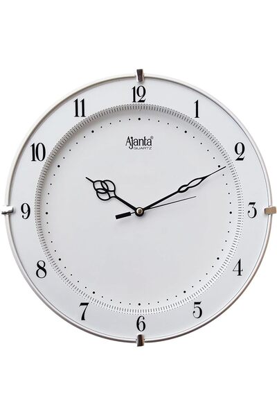 ajanta Plastic Step Movement Round Wall Clock (White, 19 cm x 19 cm x 3.6 cm)