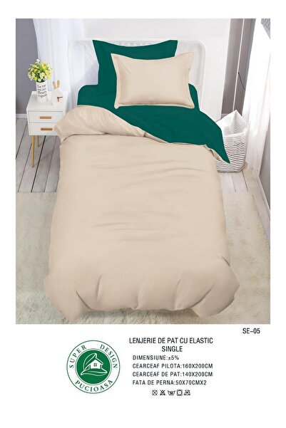 Super Design Pucioasa Bed Linen 1 Person, 4 Pieces, with Fitted Sheet, Fine Cotton + Microfiber, 140x200