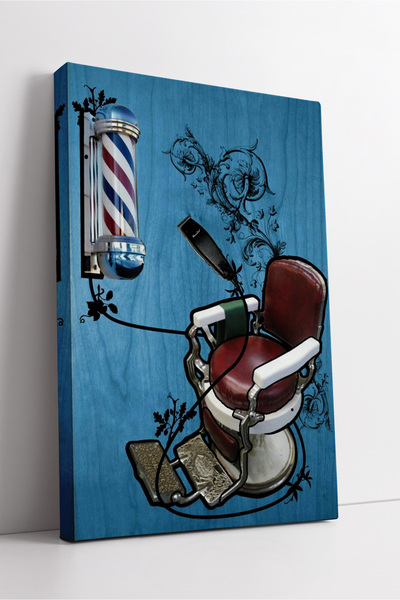 KOSS Dijital Ilustrație retro de scaun de frizer și stâlp de frizer pe podea ...