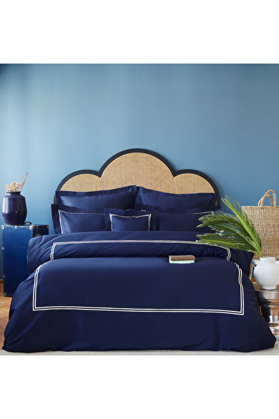 miemaison Milano Navy Blue Beige 120 Thread Count Luxury Duvet Cover Set - Su...