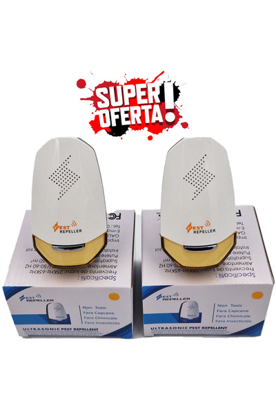 Pest x Defend SET 2 x Aparat cu ultrasunete Pest Repeller Alb-Portocaliu, ant...
