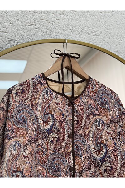 BENAHOLL Elique Snap Fastener Double Pocket Patterned Jacket-Bn4325 Brown