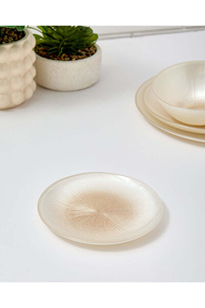 REDTAG Cream And Gold Embellished Glass Side Plate