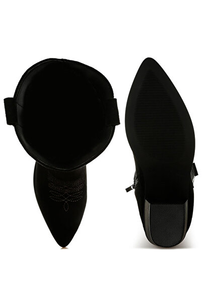 london Rag Women Embroidery Detail Cowboy Boots in black