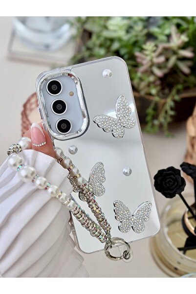 Go Aksesuar Galaxy A36 5g ve A56 5g Uyumlu Aynalı Charm Kelebek Oyuncaklı Esn...