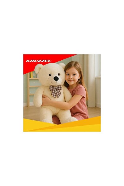 KRUZZEL Plush teddy bear, 100 cm, cream figurine with decorative bow