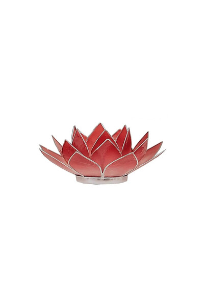 incense Свещник Lotus, атмосферен, сребрист, светло розов/червен -- 13,5 см