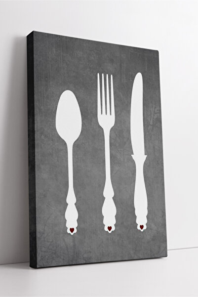 KOSS Dijital Decor modern de bucătărie cu siluete de tacâmuri albe pe fundal ...