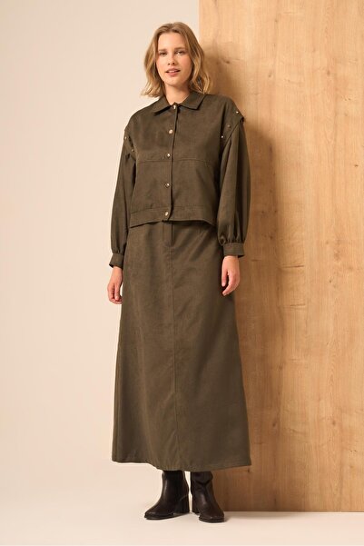 FTZ WOMEN Women's Suede Suit Khaki 31238