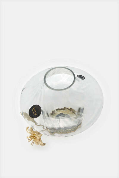 REDTAG Gold Flower Decorative Glass Vase (Small)